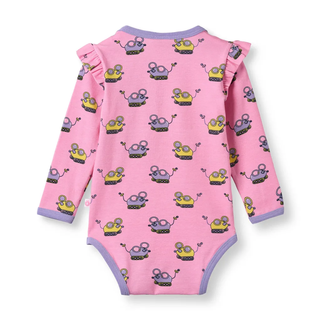 Outlet Regent With Robot Mice Långärmad Baby Body Pink Lilac Barn Bodys & Bodysuits