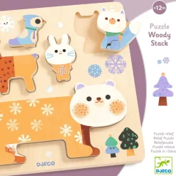 Outlet Relief WoodyStack Djurpussel I Trä - 5 Bitar Multi Spel & Pussel