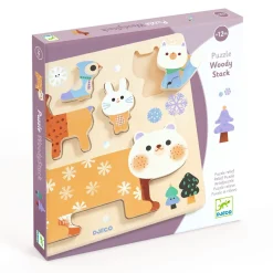 Outlet Relief WoodyStack Djurpussel I Trä - 5 Bitar Multi Spel & Pussel