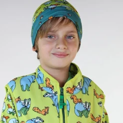 Online Reversible beanie with badger, fox and Fall leaves Pear Green Barn Accessoarer