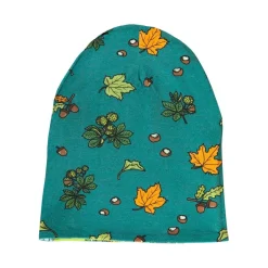 Online Reversible beanie with badger, fox and Fall leaves Pear Green Barn Accessoarer