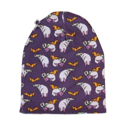Clearance Reversible beanie with badger, fox and Fall leaves Loganberry Barn Accessoarer