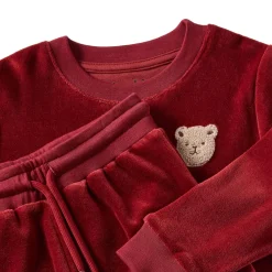 Sale Robin Velour Set med Bear Patch i Merry Red Barn Outfits & Gåvoset