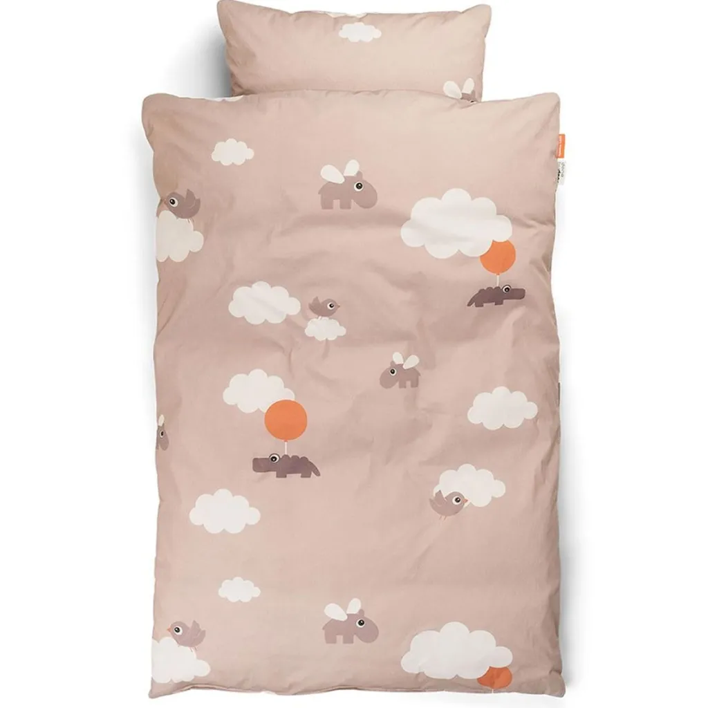 Best SE GOTS Happy Clouds 100 x 130 / 38 x 55 cm Junior Påslakanset Puderrosa Bäddtextilier