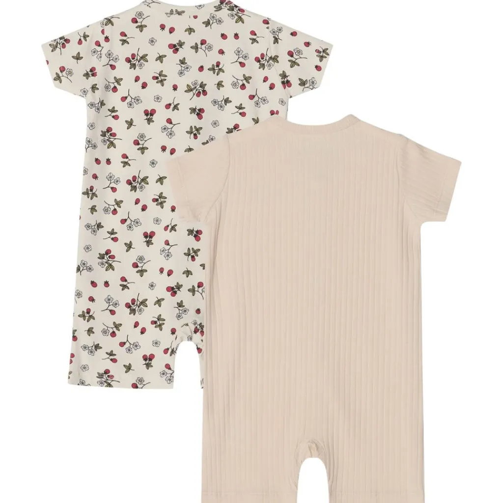 Sixten GOTS 2-pack Mönstrade Rompers Wild Strawberry Barn Bodys & Bodysuits