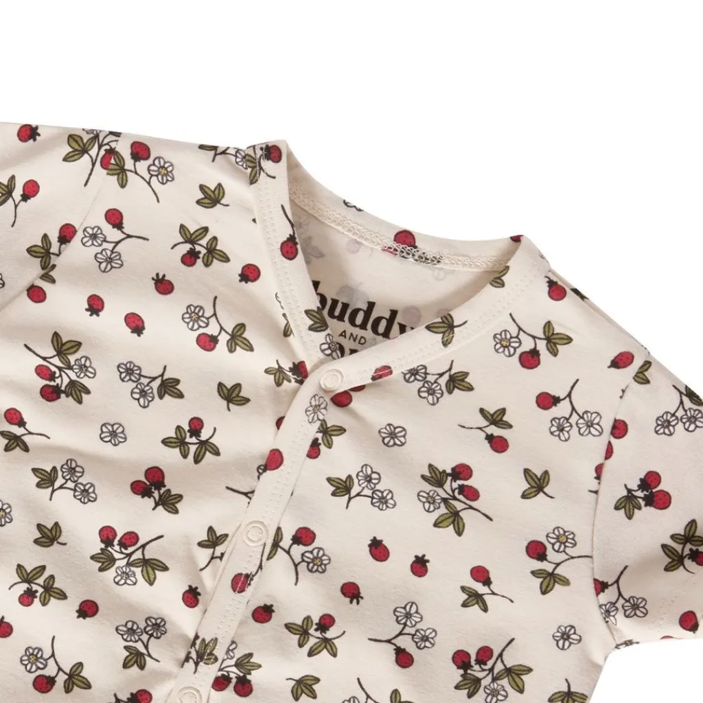 Sixten GOTS 2-pack Mönstrade Rompers Wild Strawberry Barn Bodys & Bodysuits