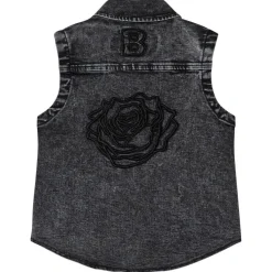 Discount Stone Wash Cut Off Denim Täckväst Grå Barn Tröjor & Toppar