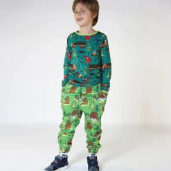 Sweatpants with bears Moss Green Barn Byxor & Shorts