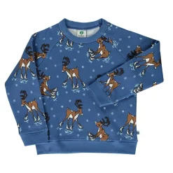 Outlet Sweatshirt with reindeer Federal Blue Federal Reindeer Sweatshirt i Federal Blue Barn Tröjor & Toppar