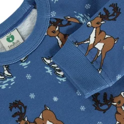 Outlet Sweatshirt with reindeer Federal Blue Federal Reindeer Sweatshirt i Federal Blue Barn Tröjor & Toppar