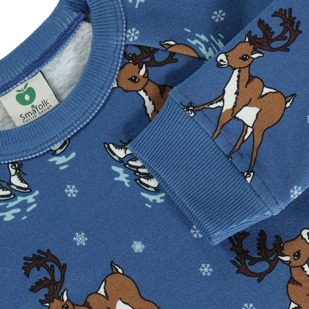 Outlet Sweatshirt with reindeer Federal Blue Federal Reindeer Sweatshirt i Federal Blue Barn Tröjor & Toppar