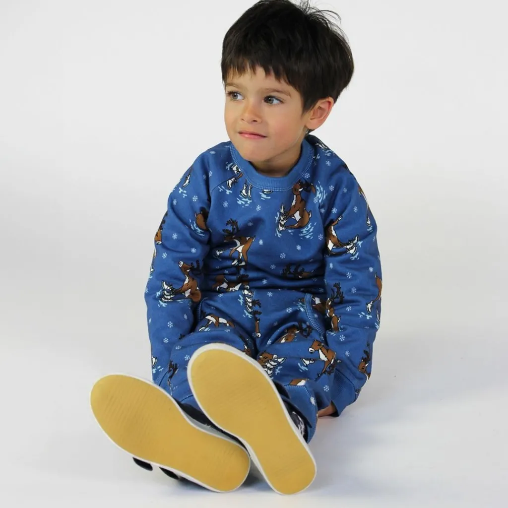 Outlet Sweatshirt with reindeer Federal Blue Federal Reindeer Sweatshirt i Federal Blue Barn Tröjor & Toppar