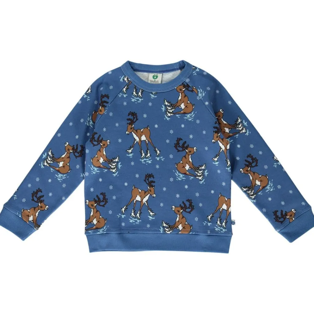 Outlet Sweatshirt with reindeer Federal Blue Federal Reindeer Sweatshirt i Federal Blue Barn Tröjor & Toppar