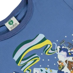 Clearance T-shirt i Federal Blue med vinterlandskapsdesign Barn Tröjor & Toppar