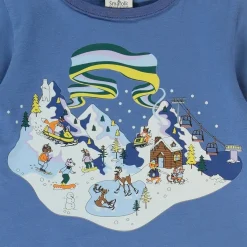 Clearance T-shirt i Federal Blue med vinterlandskapsdesign Barn Tröjor & Toppar