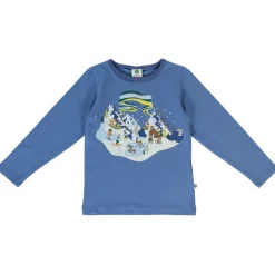 Clearance T-shirt i Federal Blue med vinterlandskapsdesign Barn Tröjor & Toppar