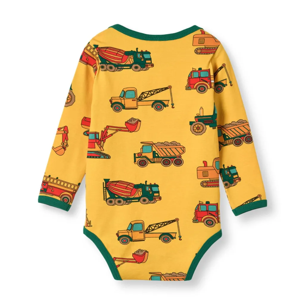 Ulm Långärmad Baby Body Med Fordon Gul Sunstruck Barn Bodys & Bodysuits