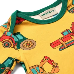 Ulm Långärmad Baby Body Med Fordon Gul Sunstruck Barn Bodys & Bodysuits