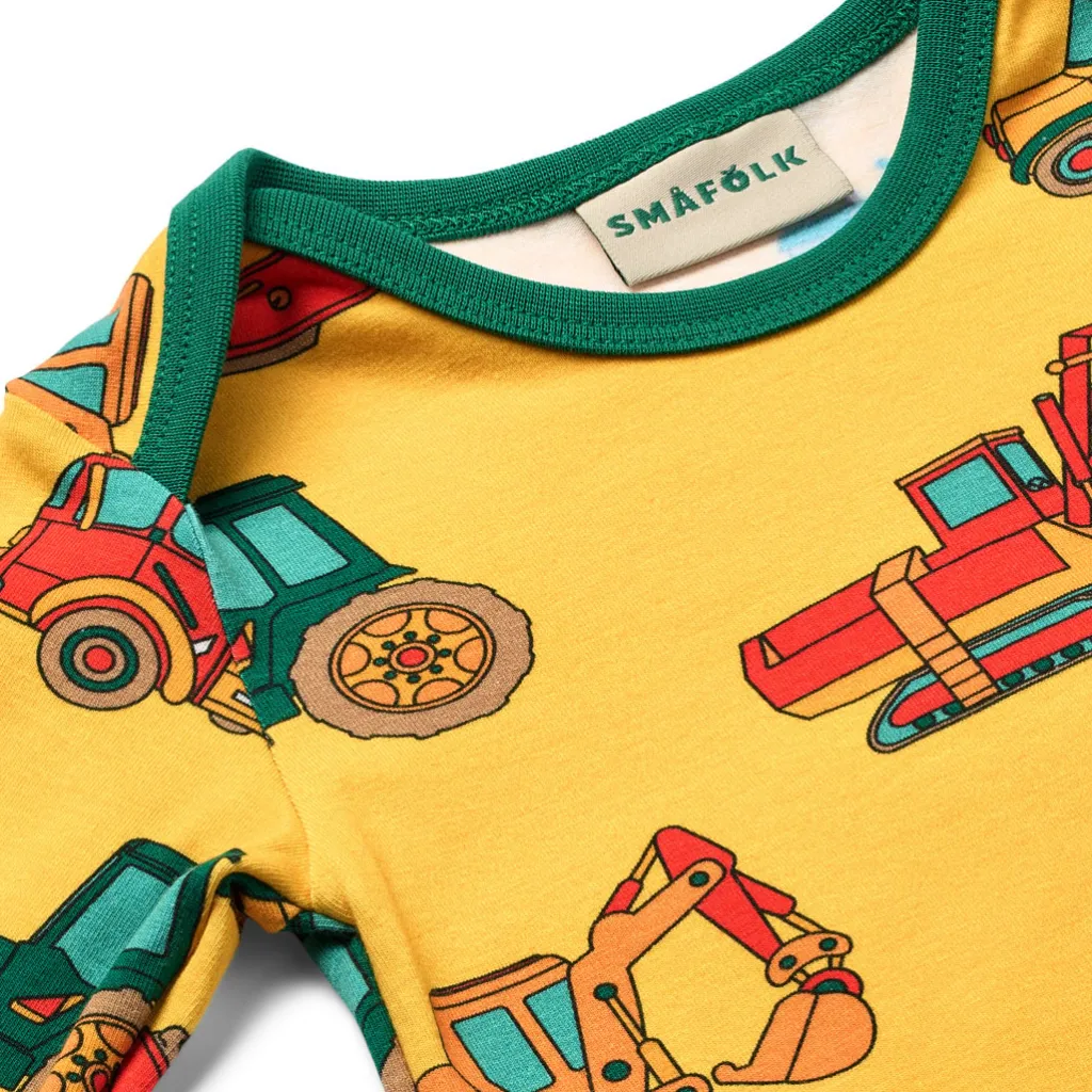 Ulm Långärmad Baby Body Med Fordon Gul Sunstruck Barn Bodys & Bodysuits