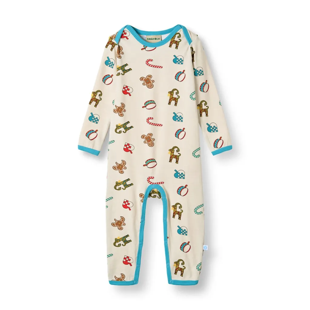 Discount Ulm Långärmad Babydräkt Med Juldekorationer Vit Vanilla Barn Bodys & Bodysuits