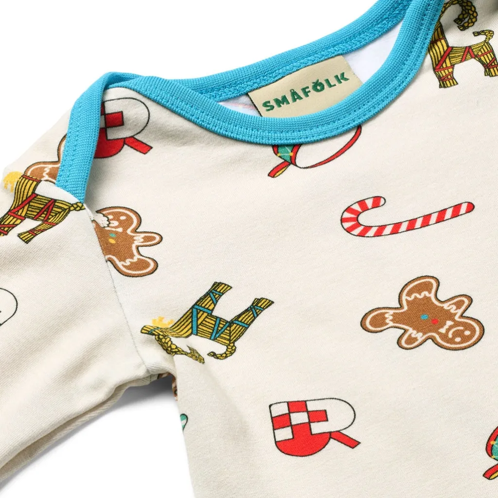 Discount Ulm Långärmad Babydräkt Med Juldekorationer Vit Vanilla Barn Bodys & Bodysuits