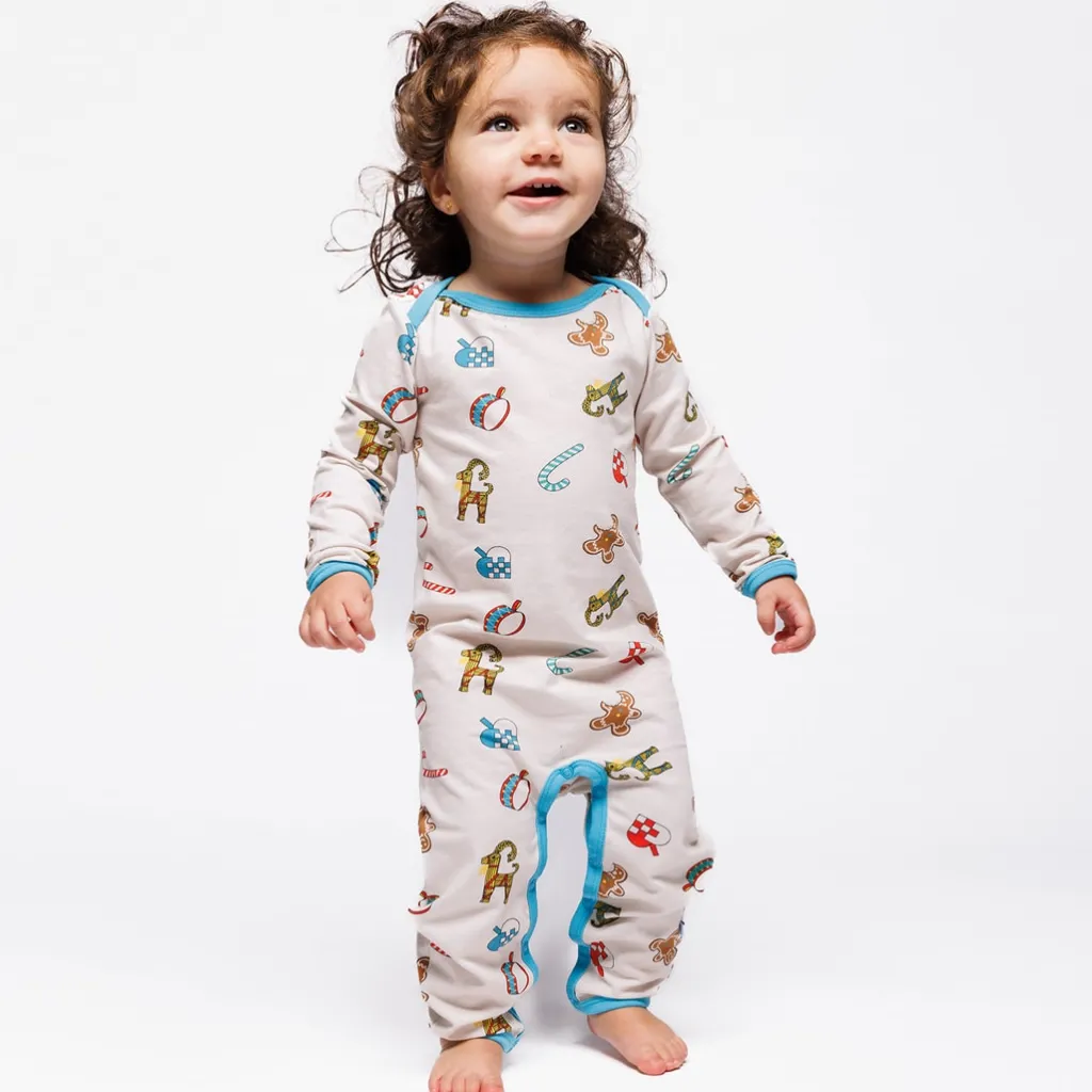 Discount Ulm Långärmad Babydräkt Med Juldekorationer Vit Vanilla Barn Bodys & Bodysuits