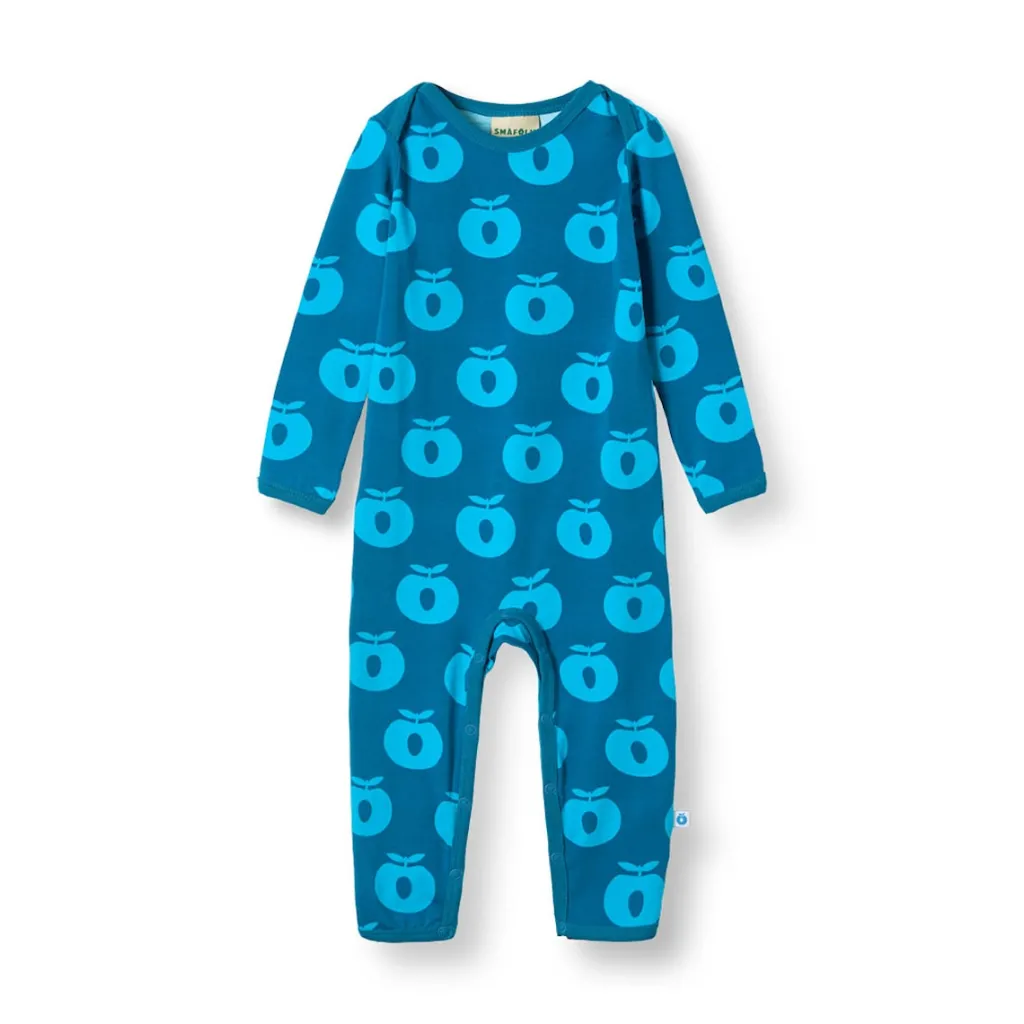Ulm Långärmad Babydräkt Med Äpplen Blå Vivid Blue Barn Bodys & Bodysuits