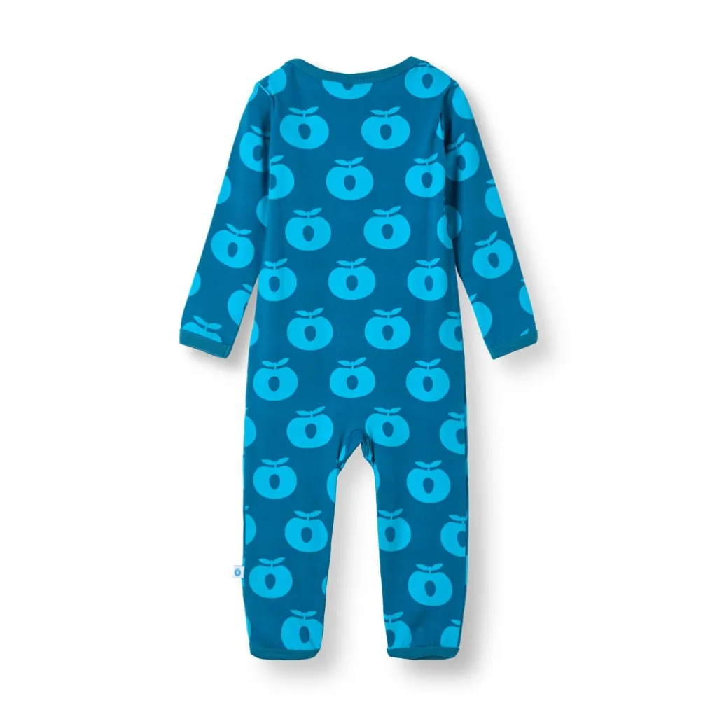 Ulm Långärmad Babydräkt Med Äpplen Blå Vivid Blue Barn Bodys & Bodysuits