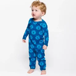 Ulm Långärmad Babydräkt Med Äpplen Blå Vivid Blue Barn Bodys & Bodysuits