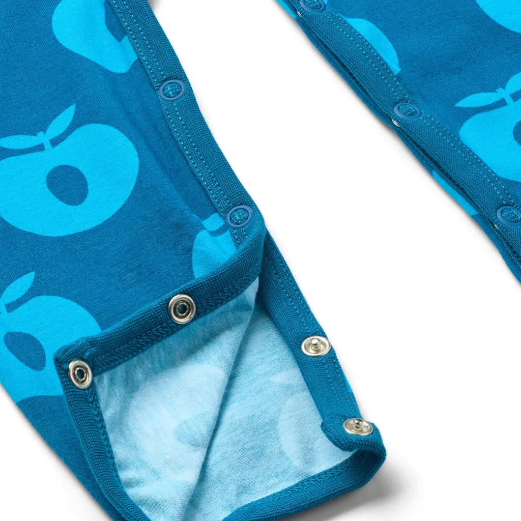 Ulm Långärmad Babydräkt Med Äpplen Blå Vivid Blue Barn Bodys & Bodysuits