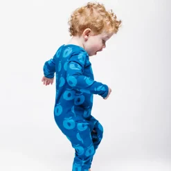 Ulm Långärmad Babydräkt Med Äpplen Blå Vivid Blue Barn Bodys & Bodysuits