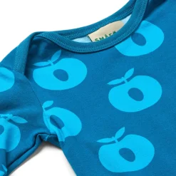 Ulm Långärmad Babydräkt Med Äpplen Blå Vivid Blue Barn Bodys & Bodysuits