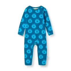 Ulm Långärmad Babydräkt Med Äpplen Blå Vivid Blue Barn Bodys & Bodysuits