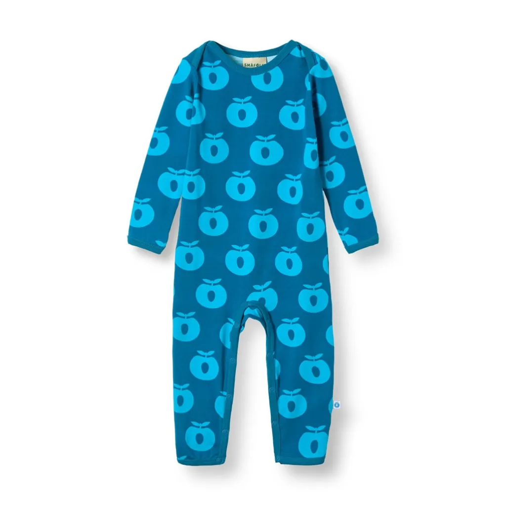 Ulm Långärmad Babydräkt Med Äpplen Blå Vivid Blue Barn Bodys & Bodysuits