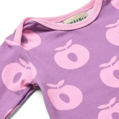Online Ulm Långärmad Babydräkt Med Äpplen Lila Purple Iris Barn Bodys & Bodysuits