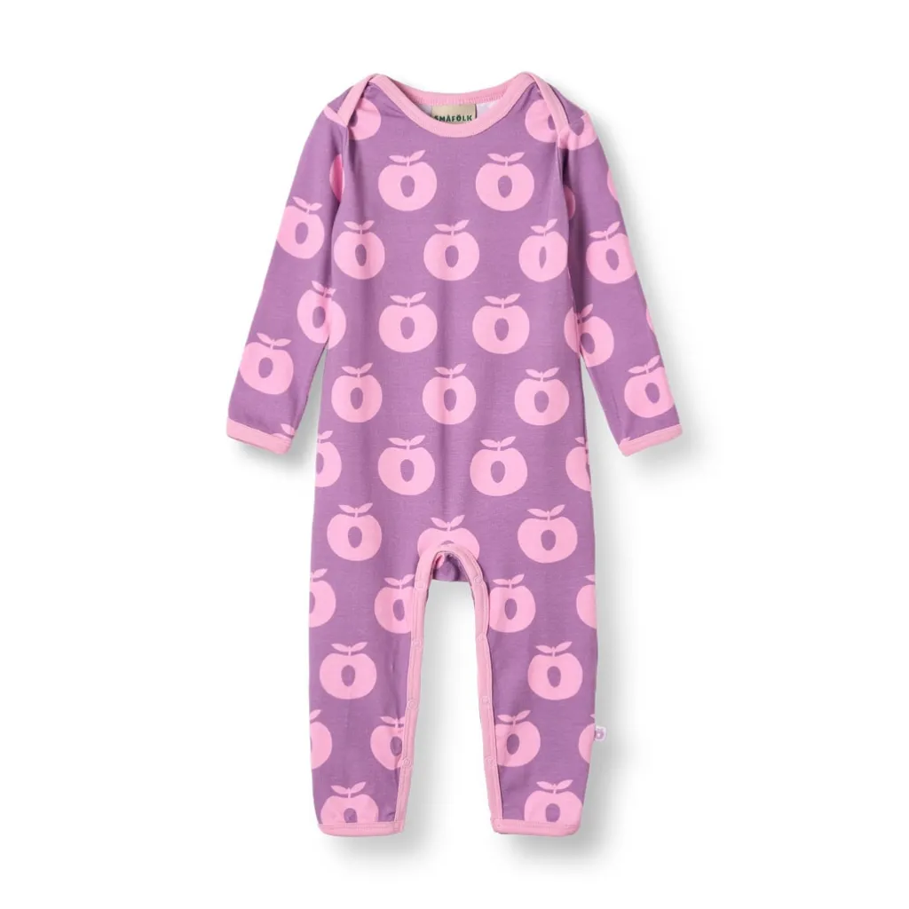 Online Ulm Långärmad Babydräkt Med Äpplen Lila Purple Iris Barn Bodys & Bodysuits