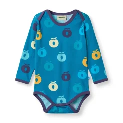 Hot Ulm Long-Sleeved Baby Body with Apples Solid blue Barn Bodys & Bodysuits