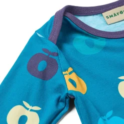 Hot Ulm Long-Sleeved Baby Body with Apples Solid blue Barn Bodys & Bodysuits