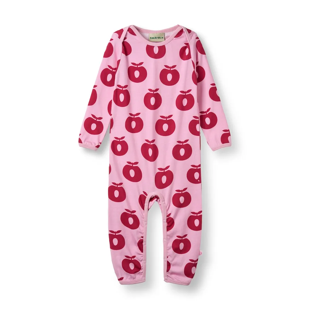 Best Ulm Long-Sleeved Baby Suit with Apples Pink lilac Barn Bodys & Bodysuits