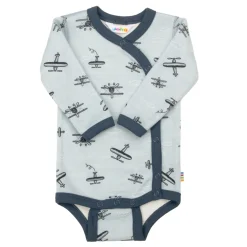 Online Wool Baby Body Med Sidostängning Light Blue Barn Bodys & Bodysuits