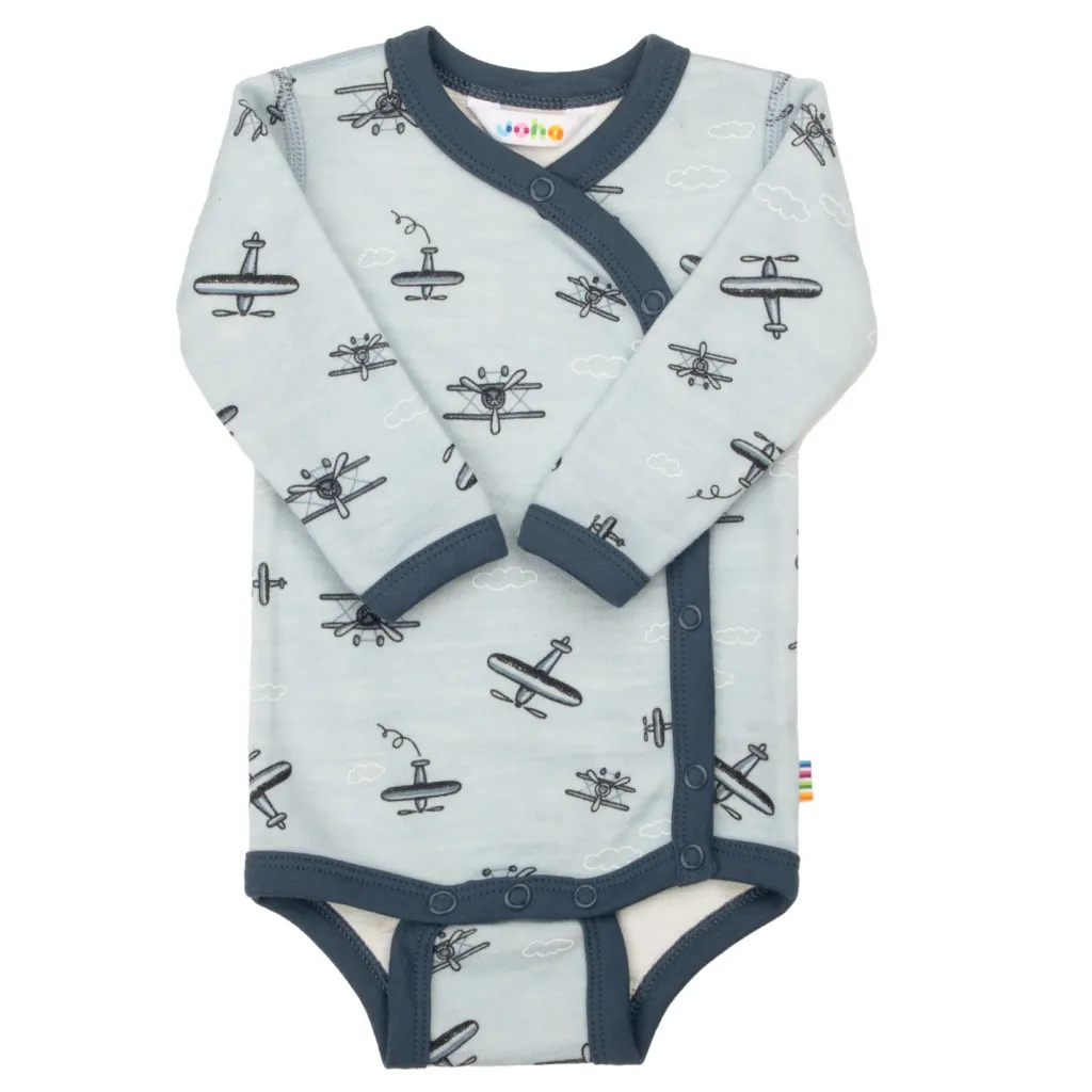 Online Wool Baby Body Med Sidostängning Light Blue Barn Bodys & Bodysuits