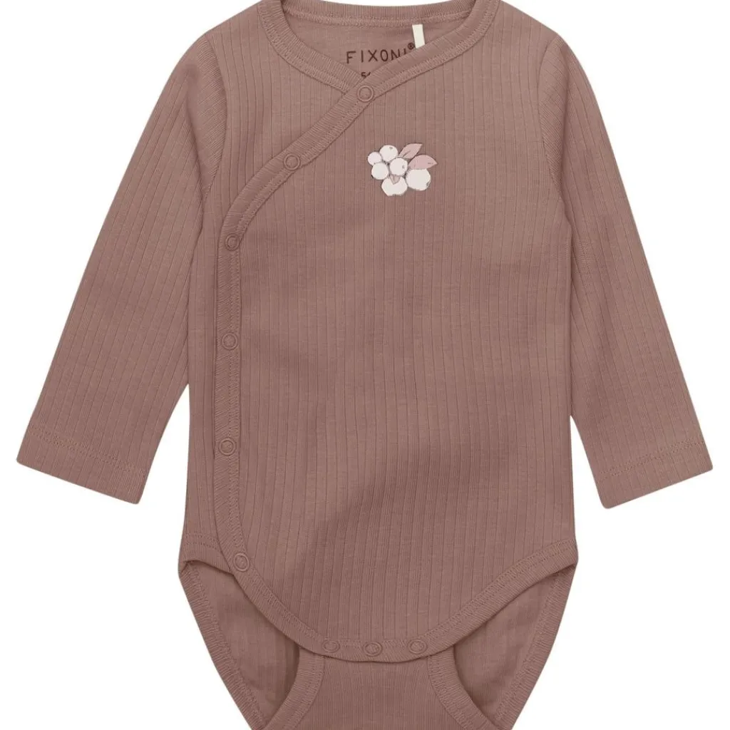 Outlet Wrap Body LS 2-Pack Rib Deep Taupe Wrap Body Baby Body Deep Taupe Kollektion Barn Bodys & Bodysuits