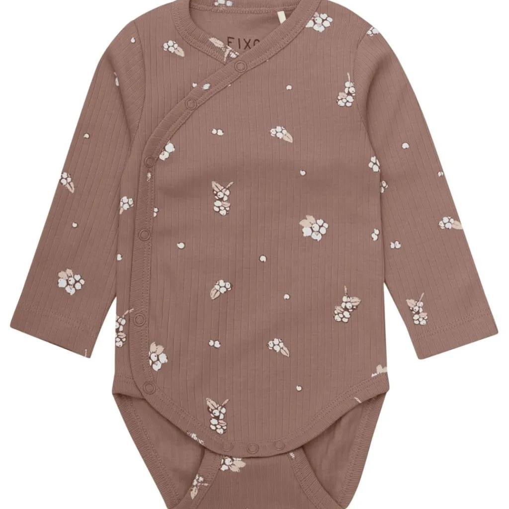 Outlet Wrap Body LS 2-Pack Rib Deep Taupe Wrap Body Baby Body Deep Taupe Kollektion Barn Bodys & Bodysuits