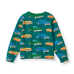 Discount Yapeen Sweatshirt Med Bilar Beige Petroleum Green Barn Tröjor & Toppar