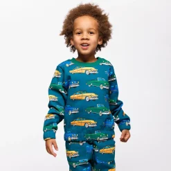 Discount Yapeen Sweatshirt Med Bilar Beige Petroleum Green Barn Tröjor & Toppar