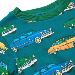 Discount Yapeen Sweatshirt Med Bilar Beige Petroleum Green Barn Tröjor & Toppar