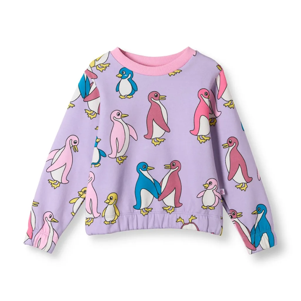 Outlet Yapeen Sweatshirt Med Pingviner Lila Heather Purple Barn Tröjor & Toppar