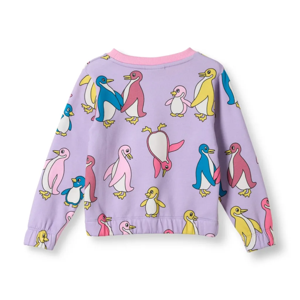 Outlet Yapeen Sweatshirt Med Pingviner Lila Heather Purple Barn Tröjor & Toppar