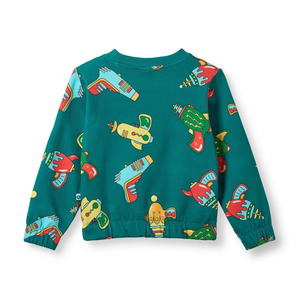 Yapeen With Space Blasters Sweatshirt Petroleum Green Barn Tröjor & Toppar